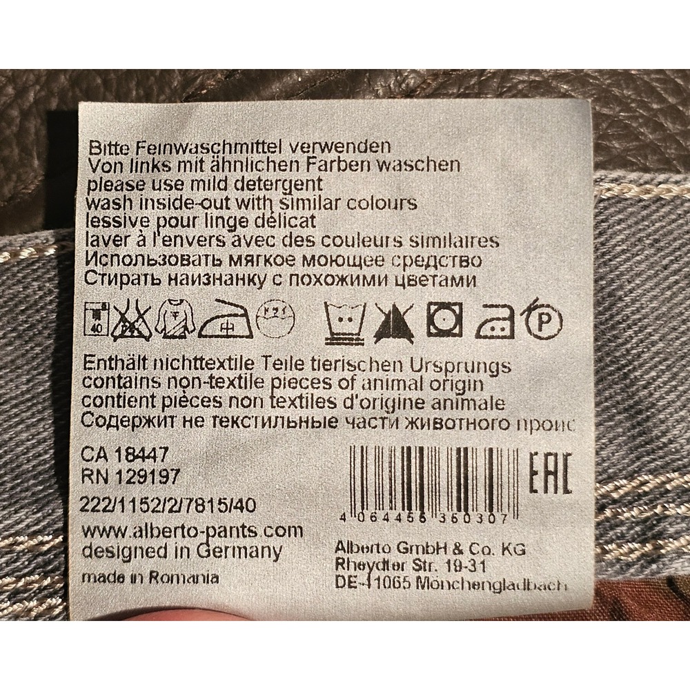 Alberto Modern Fit Jeans Stone Grey DS Dual FX Lefthand Denim Mens W35 L32‎ - Picture 10 of 12